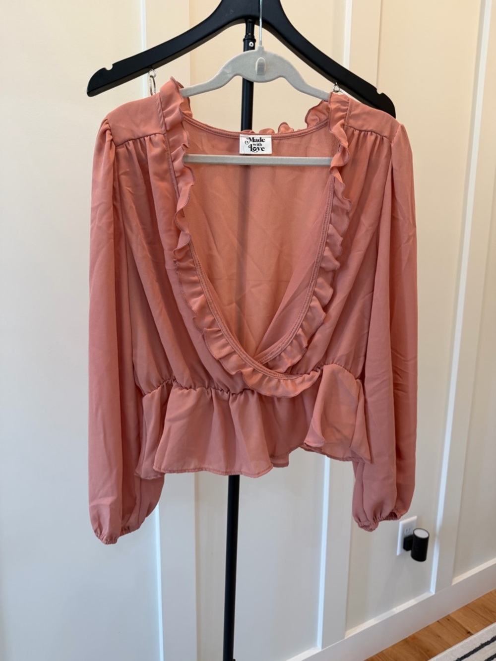 Made with Love Dusty Rose Ruffle Peplum Blouse #310
